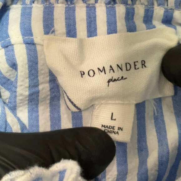 Pomander Place Shirt Blue White Striped Tuckernuck Preppy Dunmore  Selena blouse - Picture 4 of 5
